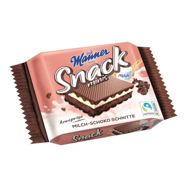 Napolitane cu cacao umplute cu crema de lapte si biscuiti Manner 25g